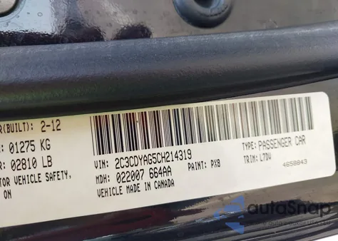 2012 Dodge Challenger Sxt z USA, uszkodzony, nr VIN 2C3CDYAG5CH214319